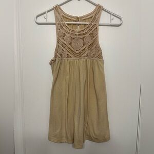 NWOT Beige Sleeveless Crochet Top